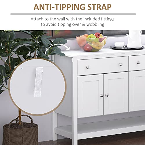Homcom 47" Coffee Bar Cabinet, Sideboard Buffet Cabinet, Accent Kitchen Cabinet With Adjustable Shelves And Drawers For Living Room, White #TOP6