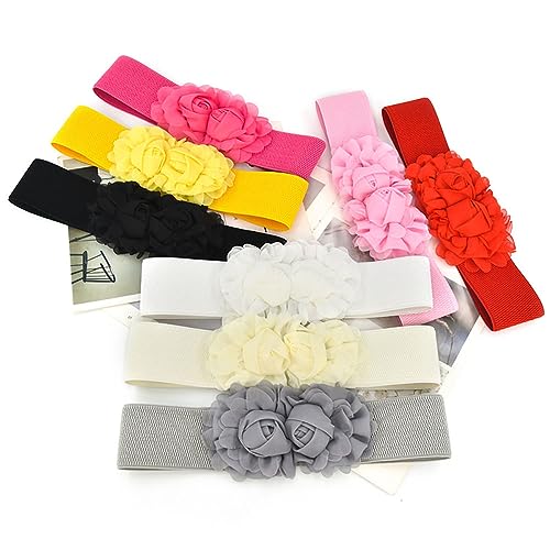 Women's 2 Packs Elastic Corset Waist Belts Stretch Wide Double Rose-Flower for Wedding Dresses4