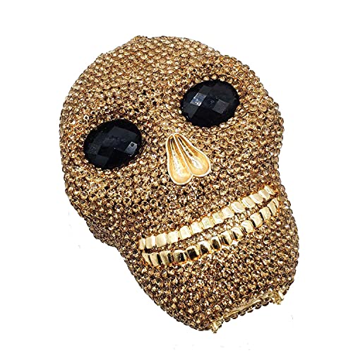 Image of Boutique De FGG Skull Crystal Clutch Purse for Women Formal Rhinestone Clutch Evening Bag Halloween Minaudiere Handbag,Mini