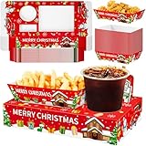 Jansun 36Pcs Christmas Movie Night Snack Trays Candy Popcorn French Fries Snack Trays Christmas Movie Boxes for Snacks Tray Xmas Party Supplies