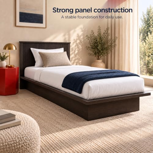 Image of Bniture Modern Low Height Single Size Bed Without Storage | Engineered Wood Platform Bed Headboard | Bed King Size Wooden Cot Double Bed for Bedroom 3 Year Warranty (Flower Wenge)
