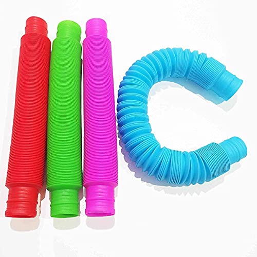 Flyglobal 4PCS Tube Anti-Stress Sensory Coloré Fidget Jouet pour Enfants et Adultes Soulagement de Lanxiété Autisme Calmant Le TDAH Couleur Aléatoire Cover