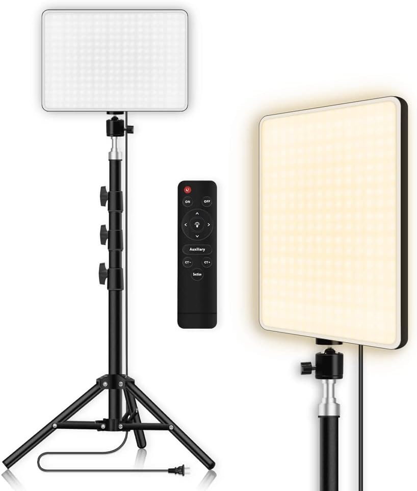 - Photography LED Camera Light Remote Control for Live Stream Video Photo Lamp with Tripod (Panel Light + 6 Feet Stand)