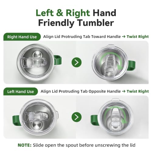 Image of 30 oz Stainless Steel Tumblers Bulk with Handle and Lid, 8 Pack | Powder Coated, Double Wall Vacuum Insulated, Leak Proof Lid, Keep Drinks Cold and Hot, for office, party, camping,Dark Green
