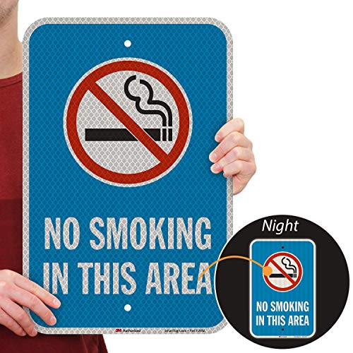 Panneau No Smoking In This Area haut de gamme en aluminium 3M résistant aux UV