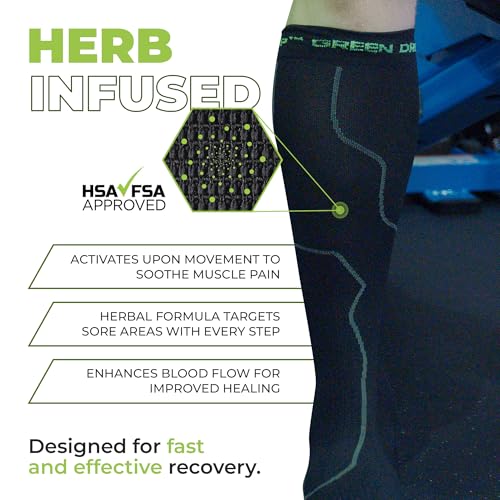 Image of Green Drop Herb-Infused Knee High Compression Socks for Daily Comfort Wear | Herb-infused knee high compression socks with breathable comfort for sports, travel, work & all-day active support wear