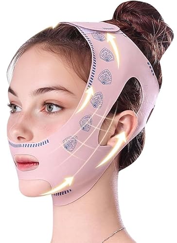 Reusable V Line Lifting Mask, Ice Cool Chin Strap for Double Chin and Jawline, Adjustable Bandage for Firming and Tightening Sagging Skin（Sector）
