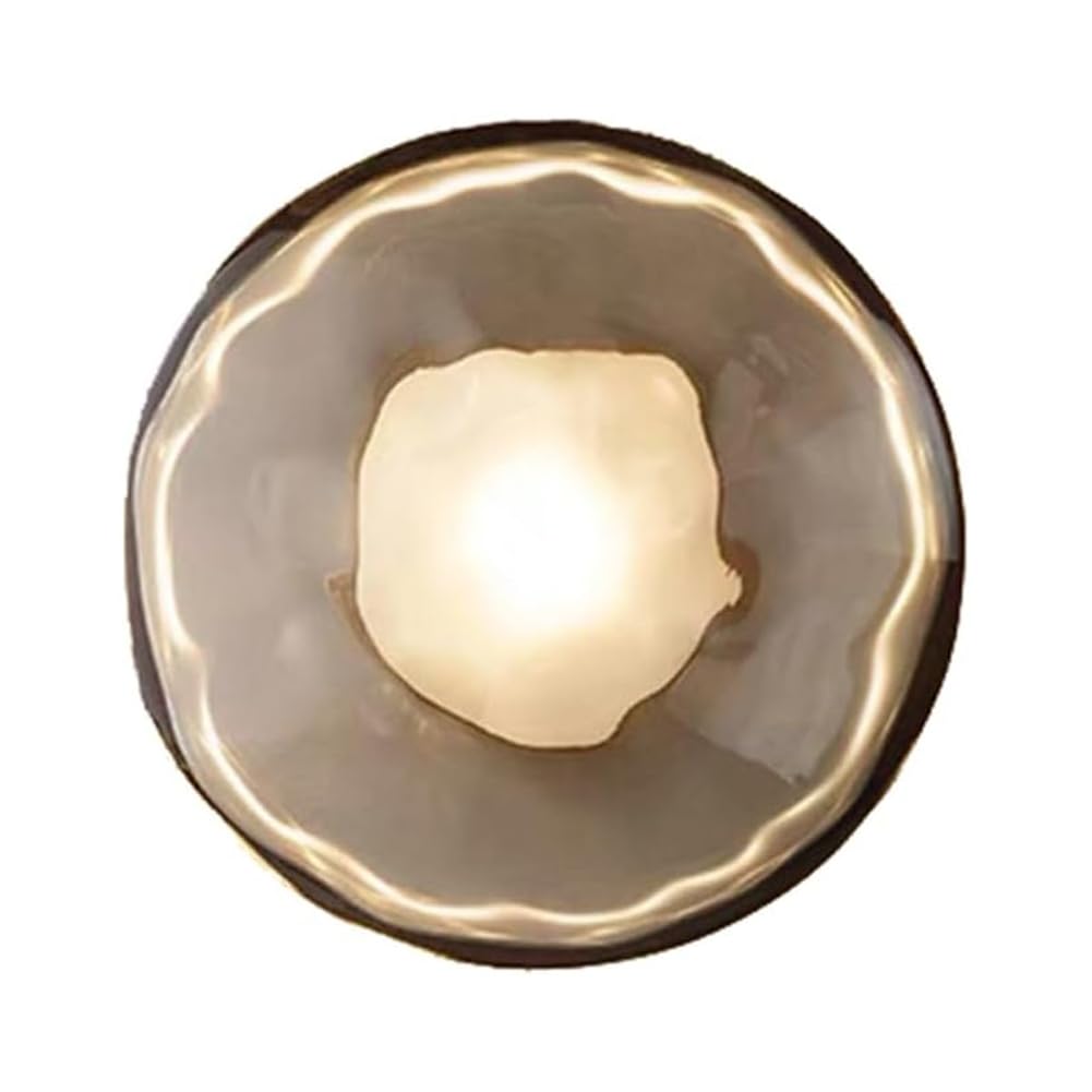 LOGT LED Wall Lamp, Round, Indoor, Glass Lampshade, Wall Light, Warm Light 3000K, Modern Living Room Lamp, Crystal Lampshade, Glass and Metal Walllighting, Gold, for Bedrooms, Hallways,Black