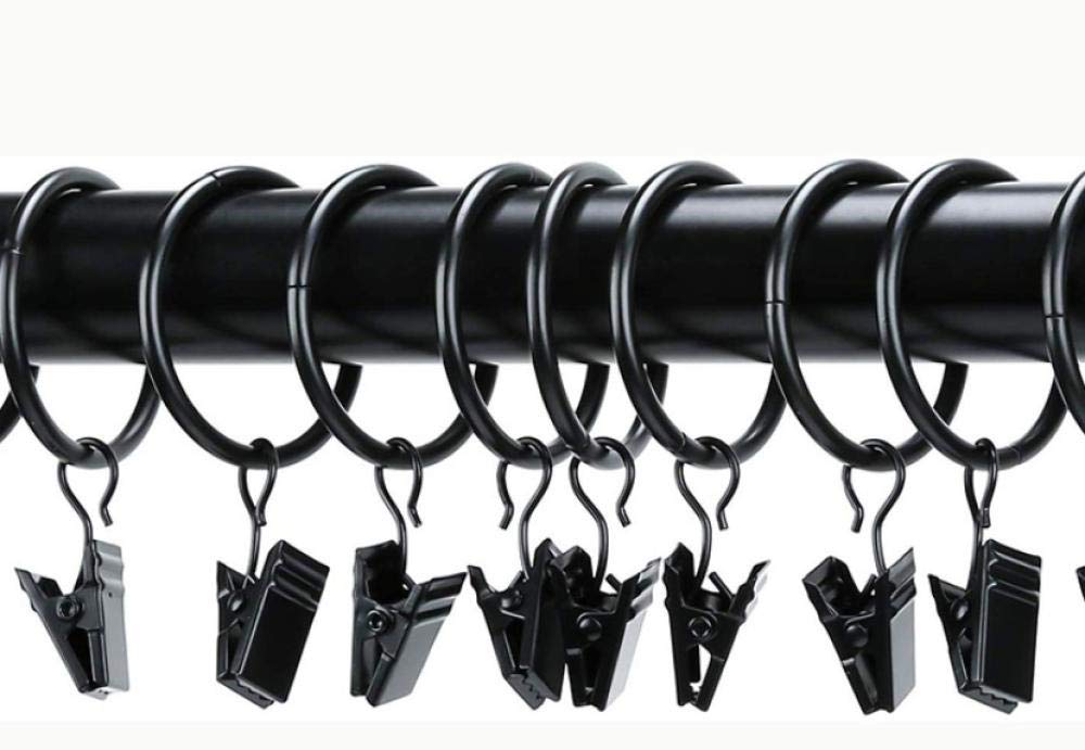 Lot de 100 pinces à rideaux avec anneaux, anneaux de rideaux de 25 mm avec clips de diamètre interne, pour fenêtres, salle de bain, cuisine à domicile -Fog silver_3.0*25 diamètre intérieur (noir 3.0