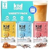 Kiid Coffee Single Serve Sampler - 99.9% Caffeine-Free Organic Coffee for Kids - As Seen on Shark Tank - Variety Pack of 3 Instant Coffee Flavors - 12 Vitamins & Minerals, 0g Sugar - 9-Pack [.23oz]
