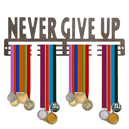 Image of NAITIK CREATION Medal Hanger for Wall - Medal Holder Display Hanger | Holds Up to 65 Medals | Sports Medal Display | Medals Hanger | Premium Antique Golden (Never Give Up)