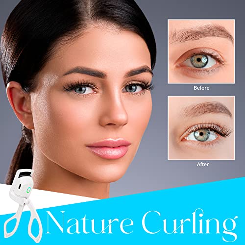 Sekaler Heated Eyelash Curler – Rechargeable Electric Eyelash Curler – Long-Lasting Heated Lash Curler For Natural Lashes – Handheld Eyelash Heated Curler With Quick Pre-Heat – White #TOP3