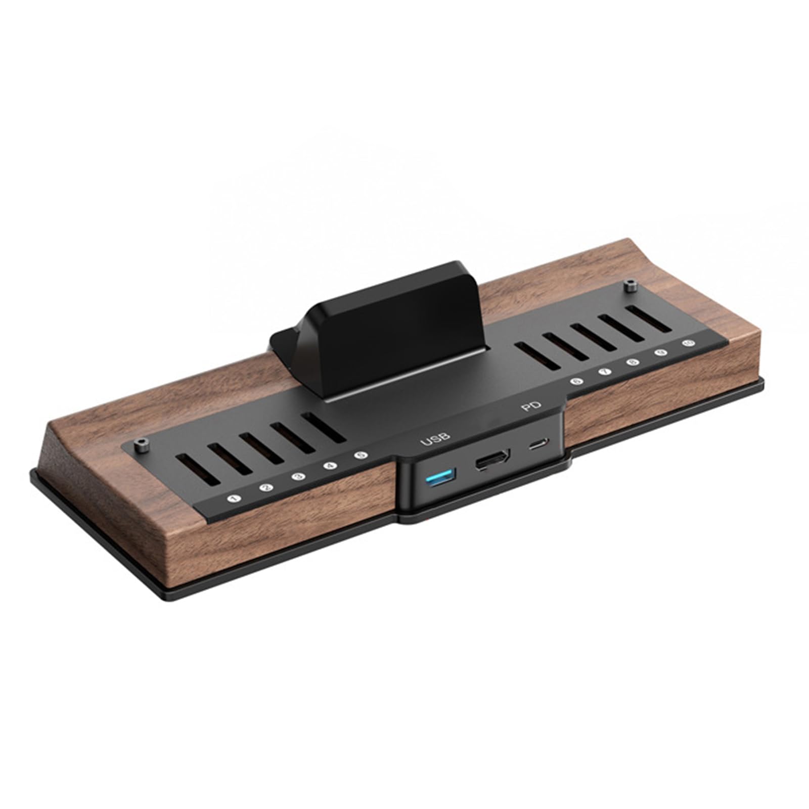 Dockingstation mit staubdichter Hülle, 10 Spielkartensteckplätzen, USB3.0-Anschluss, Multifunktions Dock, Gaming Zubehör, Holzsockel
