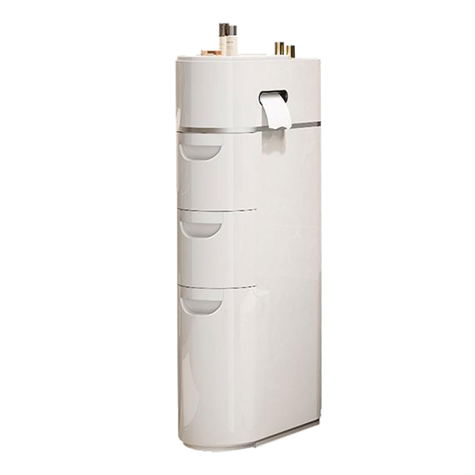Gabinete de Piso de Baño Estrecho de 17 Cm con Ruedas Y Soporte para Papel Higiénico, Gabinete de Almacenamiento de Baño de Plástico Delgado de 2/3/4 Niveles con Cajones para Espacio
