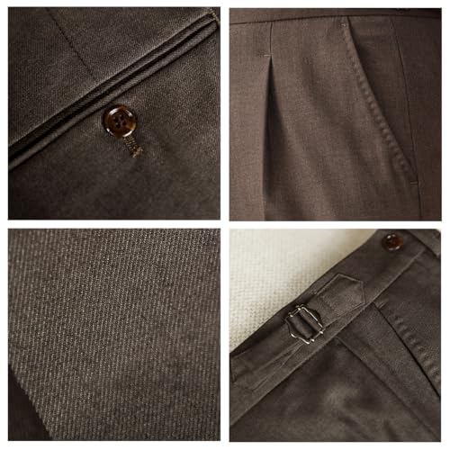 Men's Pants Business Casual Wide Leg for Work High Waisted Pants Straight Flat Trouser Best Man Wedding Party Pants4