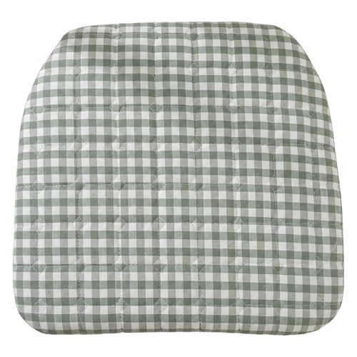Coussins de chaise vichy avec attaches - Coussins de chaise vichy avec attaches, coussin de siège antidérapant en coton délavé, housse amovible, vert, 40 x...