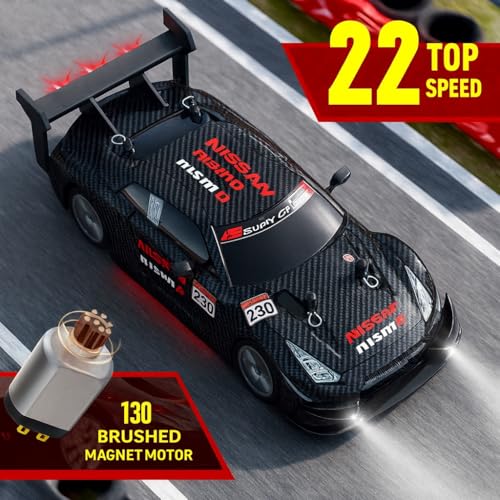 Image of RC Drift Car, 1:24 Scale Remote Control Vehicle with LED Lights, 2.4GHz 20KM /H 4WD High Speed RC Cars, Drifting Tires＆ Batteries, Racing Sports Toy Idea Gift for Adults Boys Girls and Kids (DarkX)