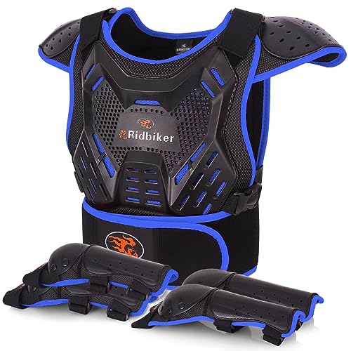 Image of RIDBIKER Kids Dirt Bike Gear Motorcycle Armor, Kids Chest Protector Motocross Motorcycle Protective Gear Body Armor Vest Knee Guards and Elbow Full Body Protection Set for Cycling Skateboard MTB ATV
