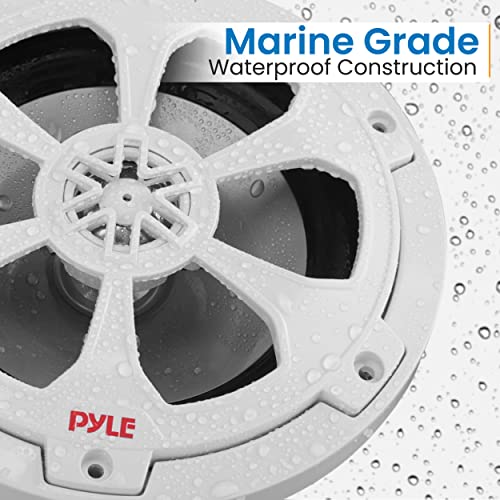 Image of Pyle Two Way Marine Speaker System, One Pair 6.5 inch White Marine Component Speaker, 240 Watts Max Power with 4 Ohm Impedance, Waterproof, Butyl Surround Sound and Surface Mount Capability