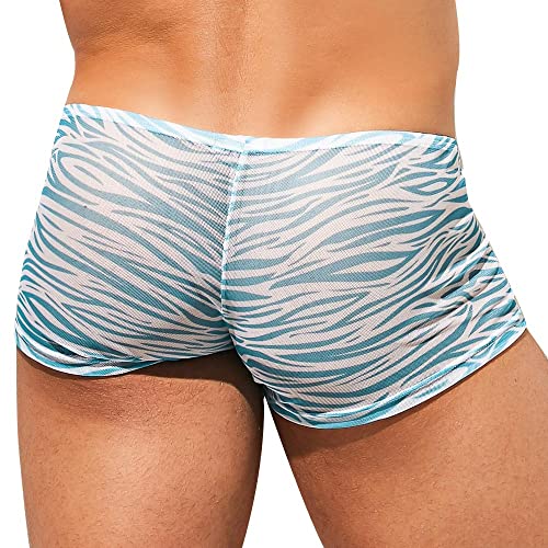 Intymen Mens Sexy Designer Bikini Comfy G-String Printed Zebra Trunk Low Rise Thong Jockstrap Underwear Print Blue #TOP1