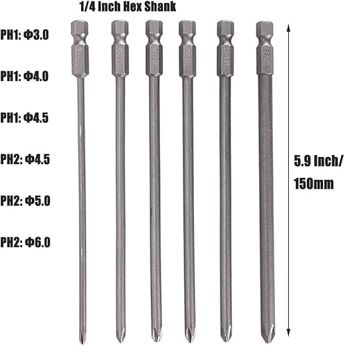 Miniatura 3 de Eyech Juego de puntas de destornillador de cruz magnéticas, juego de puntas de destornillador de cabeza Phillips, juego de puntas cruzadas, 5.9