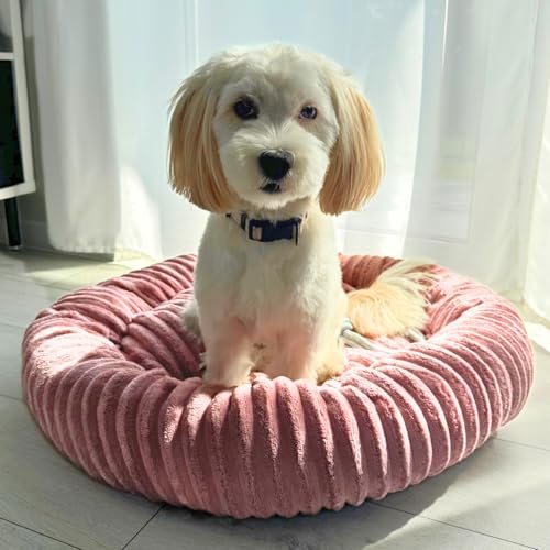4L Textil Luna Kuscheliges Hundebett mittelgroße Hunde Katzenkörbchen flauschig Hundekörbchen mittelgroße Hunde Hundekorb für Welpen Hundekissen Katzen Sofa waschbar(75x65 cm, Rosa)