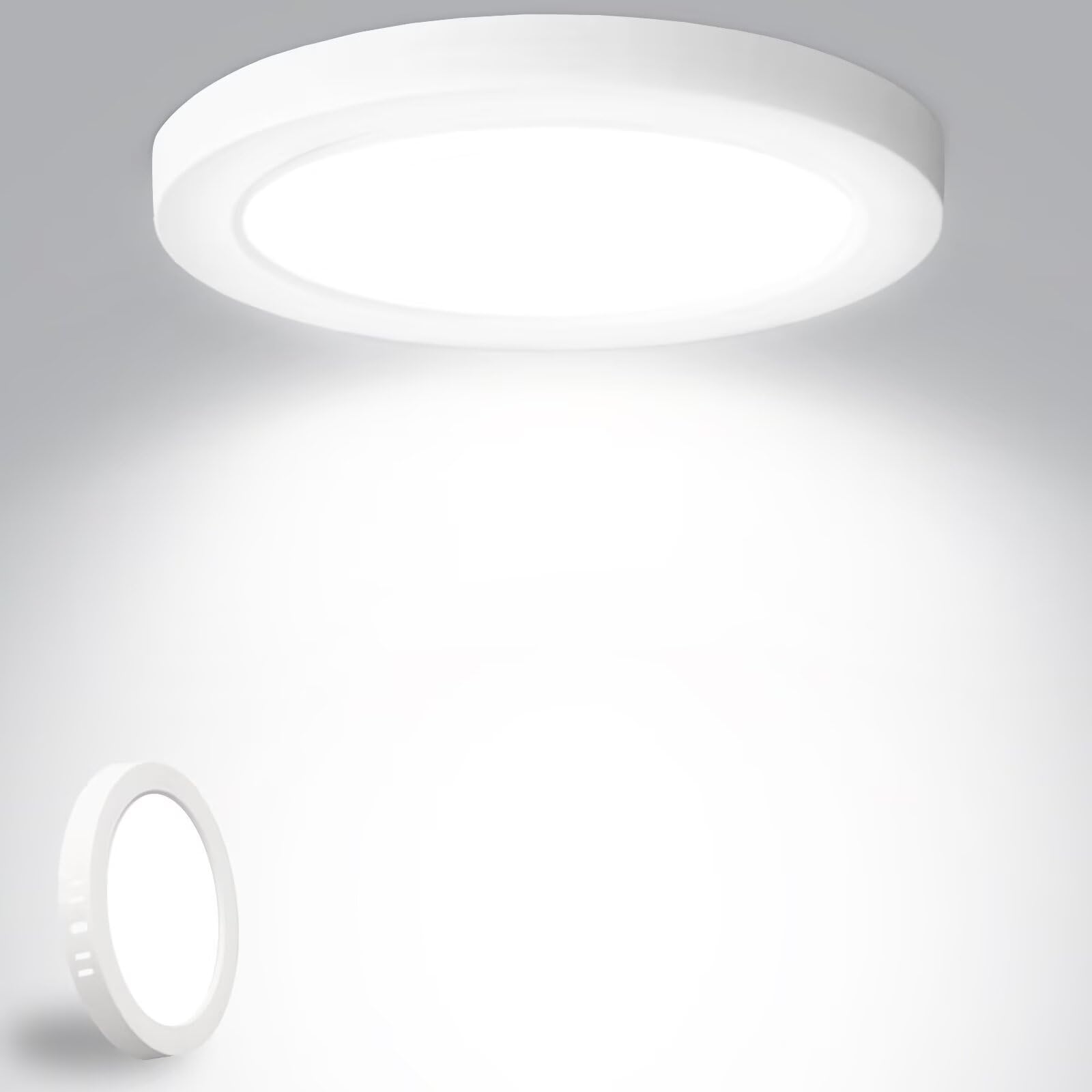 Yexati Plafon LED Techo 18W 1800LM, IP44 Lámpara Techo Delgada 6500K Blanco Frío, Lampara de Techo Redondo Plana Ø220mm Driver Incluido. para Dormitorio Baño Cocina Balcón Pasillo Oficina 1 Pack