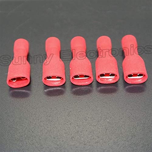 Davitu 1000PCs Blue Red 6.3mm 4.8mm Fully Insulated Female Spade Electrical Connector Crimp Terminals - (Color: 6.3mm red)