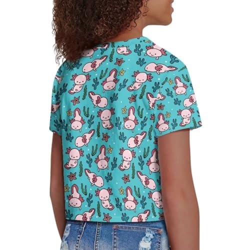 Image of Girl Crop Top Shirts for Summer Cute T Shirts Short Sleeve Tees for Kids 5-16