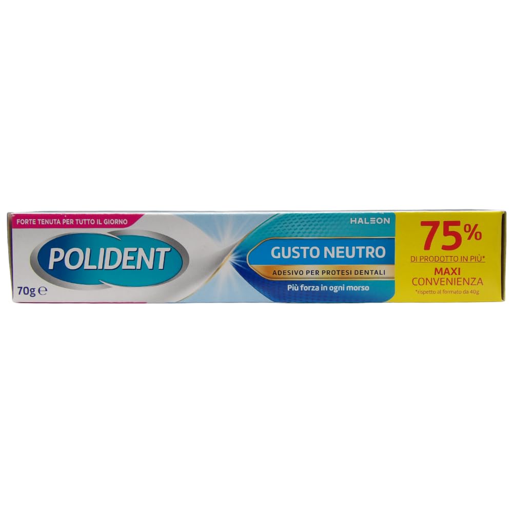 Adesivo Per Apparecchi Dentali, GUSTO NEUTRO. Più Forza In Ogni Morso. Forte Tenuta Per Tutto Il Giorno 70g (2 Confezioni)