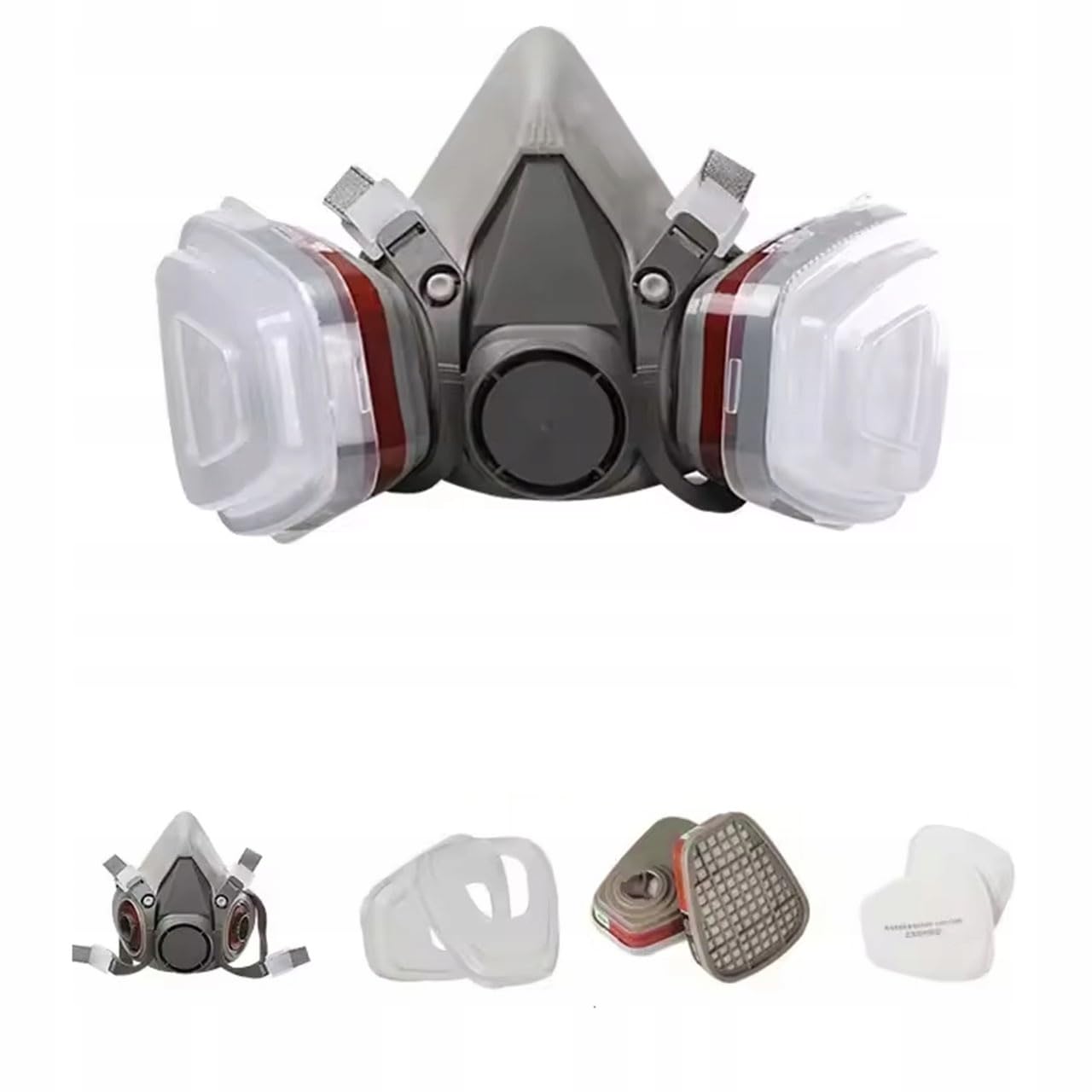 Set Maschera Protettiva 6200 7 in 1 – Semimaschera in Silicone con Filtri Antipolvere e Antivapori | Per Verniciatura, Chimica, Industria | DPI Respiratorio