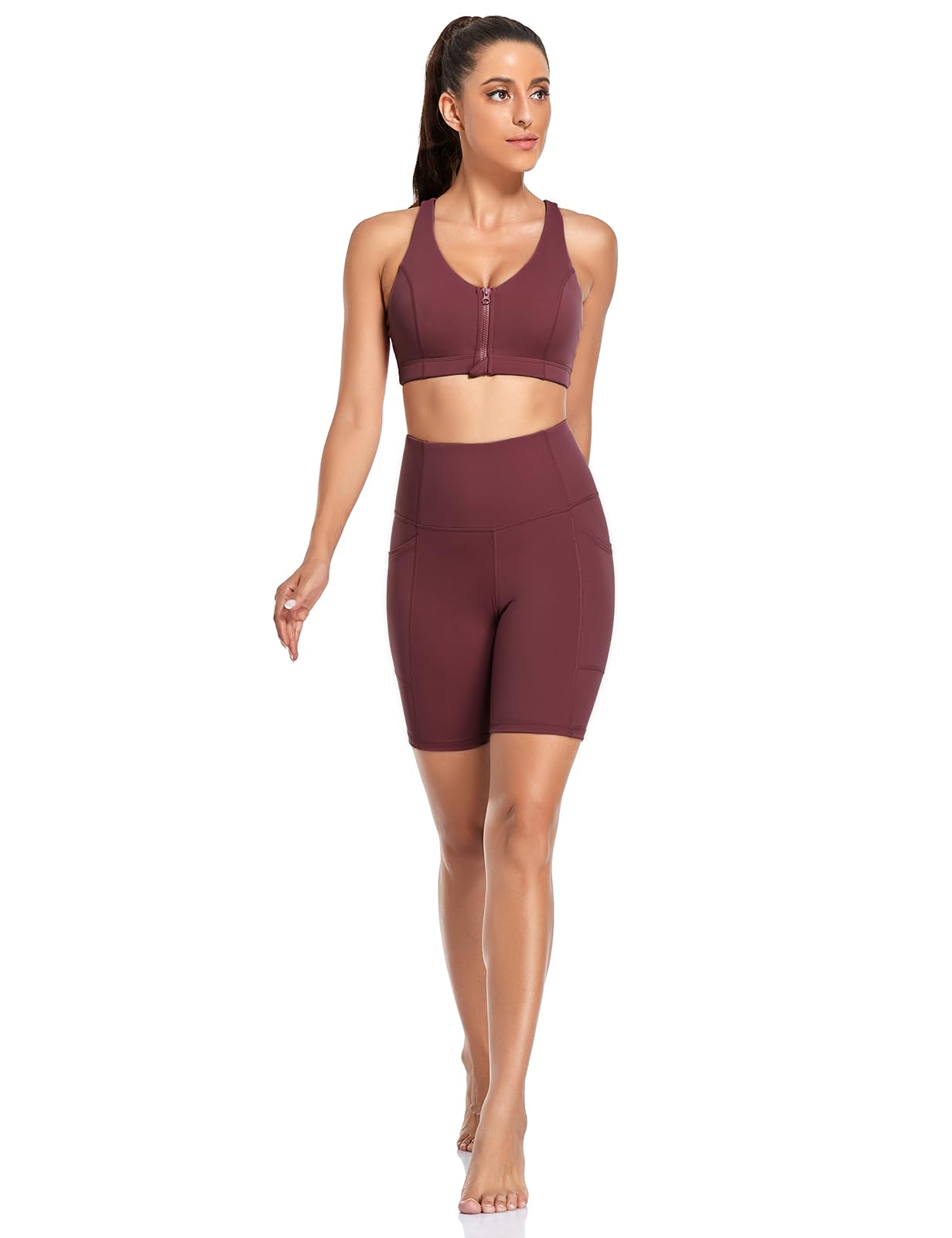 Pantalones cortos de yoga para mujer, con bolsillos altos, para correr, gimnasio, entrenamiento, ciclista, pantalones cortos de compresión — view 6