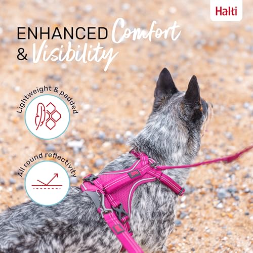 Image of Halti Anatomy Dog Harness with Handle | Size XL, Magenta | Padded, Adjustable & Reflective No Pull Dog Harness, 3 Leash Attachment Points including Front Clip, Suitable for Large Dogs