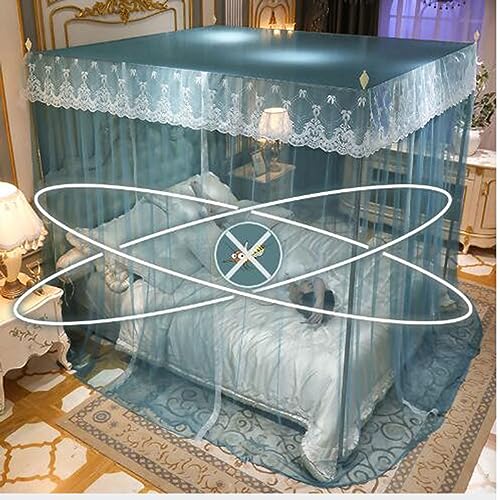 Cama con dosel de acero inoxidable contra mosquitos con dosel Queen S rojo 6