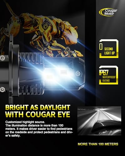 Image of Cougar Motor H4 Fog Bulbs, Non-polarity with Cooling Fan ATV /UTV H4 Auxiliary Fog Lamps, Plug-N-Play Pack of 2