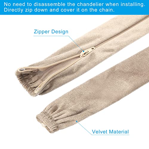 Image of PATIKIL 5ft Lamp Chain Cover, Chain Protective Sleeve Washable with Zipper for Chandelier Lighting Wires Swing Light Fixture, Apricot