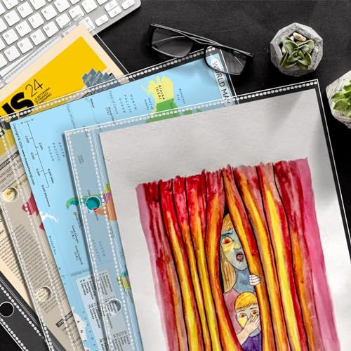 Protetores de papel com 11 x 17 páginas, pacote com 50, folhas protetoras verticais, carregamento la