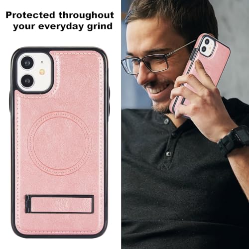 Housse iPhone 11 Cuir PU Rétro Chic Or Rose, Protection Fine Premium - 6