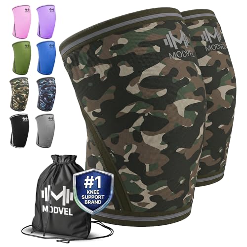 Image of Modvel Strength 7mm Knee Sleeves (Pair) for Weightlifting & Powerlifting (USPA, IPL Approved) | High-Performance Knee Compression Support For Squats, Weight Lifting - Men and Women
