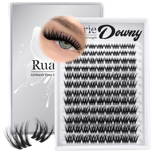 Fluffy Lash Clusters Wispy Lashes Clusters Downy Cluster Eyelash Extensions Volume Eyelash Clusters 8-16mm Faux Mink D-Curly Spider Lash Extensions Invisible Band Eyelashes Clusters