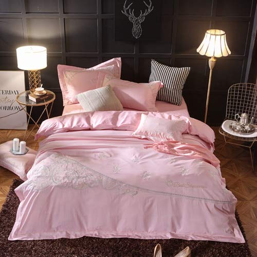 RONGXIE 4pcs tencel jacquard Bedding Set Duvet Cover Sheet Pillowcase King Queen Size Embroidery Bed Linen