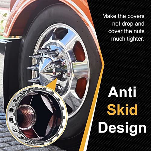 HQALTY 20Pcs Lug Nut Covers 32mm/33mm Spike Nut Covers ABS Chrome Plastic Anti-Rust Thread-on Pointed Nut Cover Caps for Semi Truck by HQALTY - Used condition - Image 4