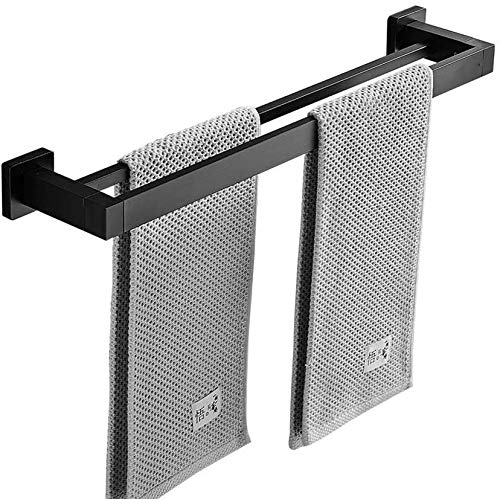 Porte-serviettes double en acier inoxydable noir mat haute résistance