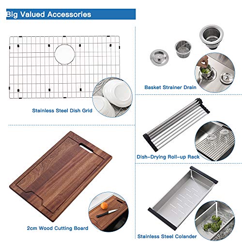 25 Kitchen Sink Drop In- Bokaiya Kitchen Sink 25 x 22 Drop In Workstation Ledge 16 Gauge Single Bowl Topmount Utility Laundry Bar Prep Drop In Sink