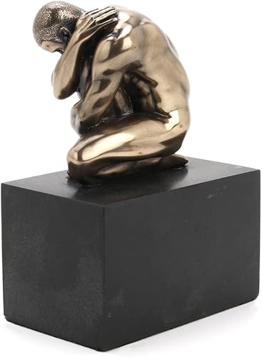 Miniatura 4 de Veronese Design Estatuilla masculina llorona desnuda de 4 38 pulgadas de alto en zócalo de resina fundida en frío, escultura de arte corporal de