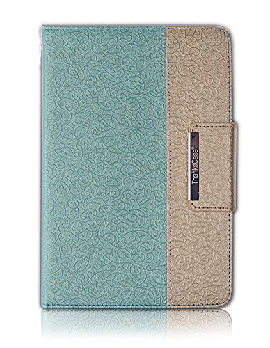 Thankscase Case Compatible for iPad Mini 3/2 / 1 (Not for iPad Mini 4), Rotating Case Smart Cover with Wallet Pocket and Hand Strap for iPad Mini 3 & 2nd Gen & 1st Gen.(Gold Jade)