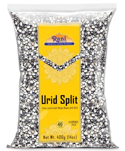 Rani Urid-Urad Split Chilka (Split Matpe Beans with Skin) Indian Lentils 14oz (400g) ~ All Natural - Gluten Friendly - Non-GMO - Kosher - Vegan - Indian Origin