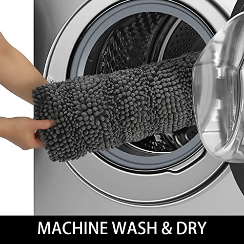 Thick Bathroom Rugs Grey Extra Long Bathroom Rugs Runner Non Slip Absorbent Bath Mats For Bathroom Washable Quick Dry Carpet Dark Grey 47 X 17 Inch #TOP4