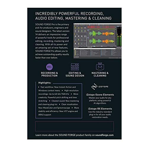 image for Sound Forge Pro - Version 14 - Audio Editing, Recording, Restoration a