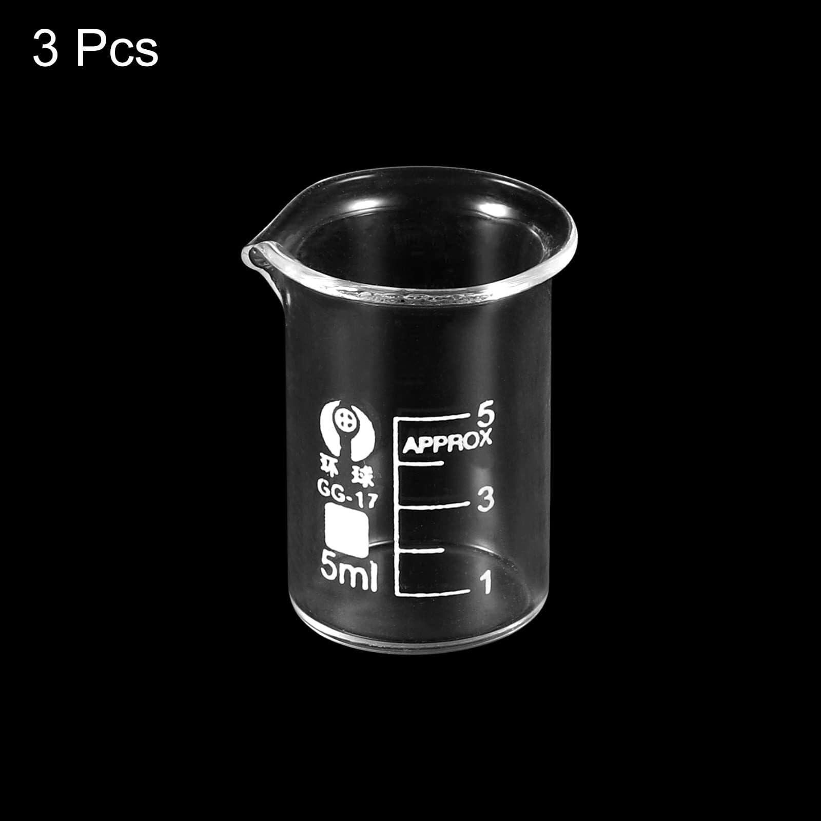 Zlewka laboratoryjna, Zlewka ze szkła borokrzemianowego o małej pojemności 5 ml, wylewka z podziałką, 20 x 31 mm, 3/10 szt., do użytku w laboratorium kuchennym